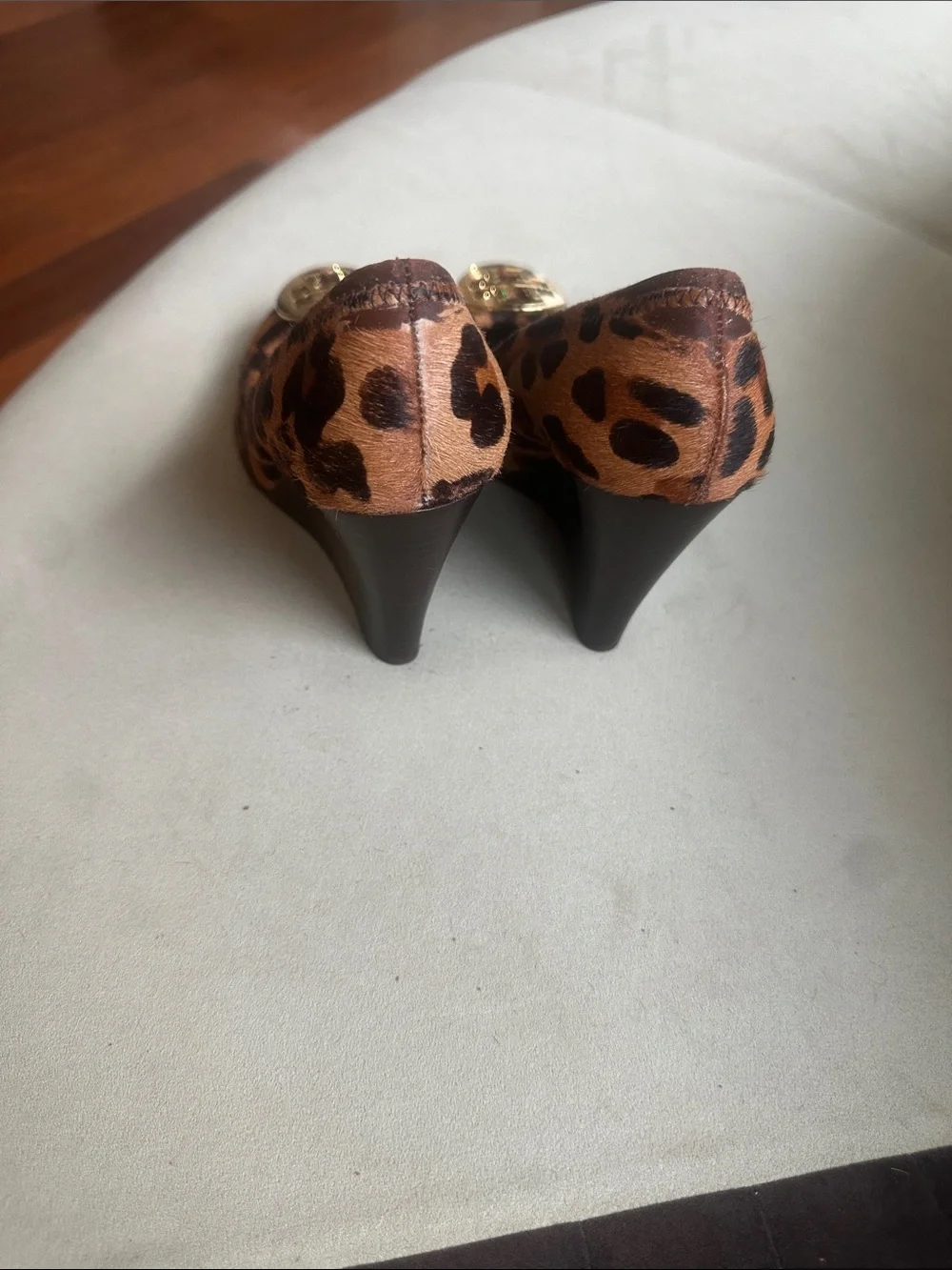 Tory Burch Leopard Pony Hair Logo Ballet Flats - Brown/Black